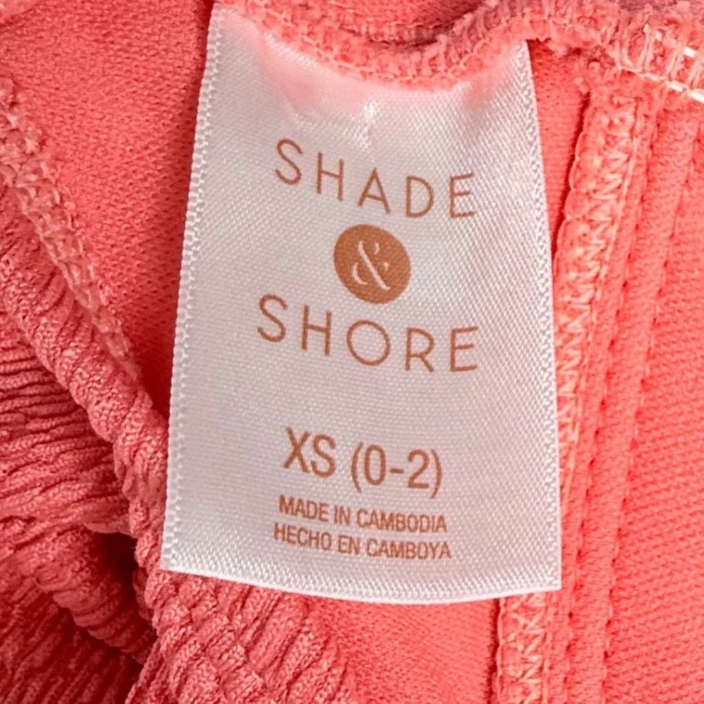 Shade‎ & Shore Coral One Piece Swimsuit Textured Knot Front XS Cutout